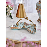 Блюдо из голубого фарфора с бронзовой ручкой в виде ветки Blue Garden варинант исполнения - 3 | Loft Concept в Перми