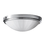 Потолочный светильник для ванных комнат цвета хром с белым матовым ребристым плафоном в форме полусферы Feiss варинант исполнения - 1 | Loft Concept в Перми