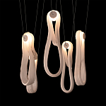 Подвесной светильник белого цвета с 6-ю изогнутыми плафонами Flow Loop варинант исполнения - 6 | Loft Concept в Перми