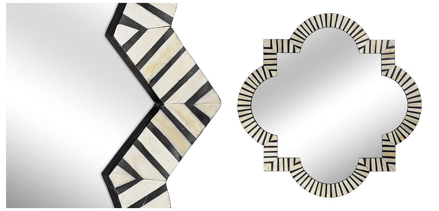 Зеркало Bone Inlay Mirror black and white Зеркало Bone Inlay Mirror black and white - Loft-Concept в Перми