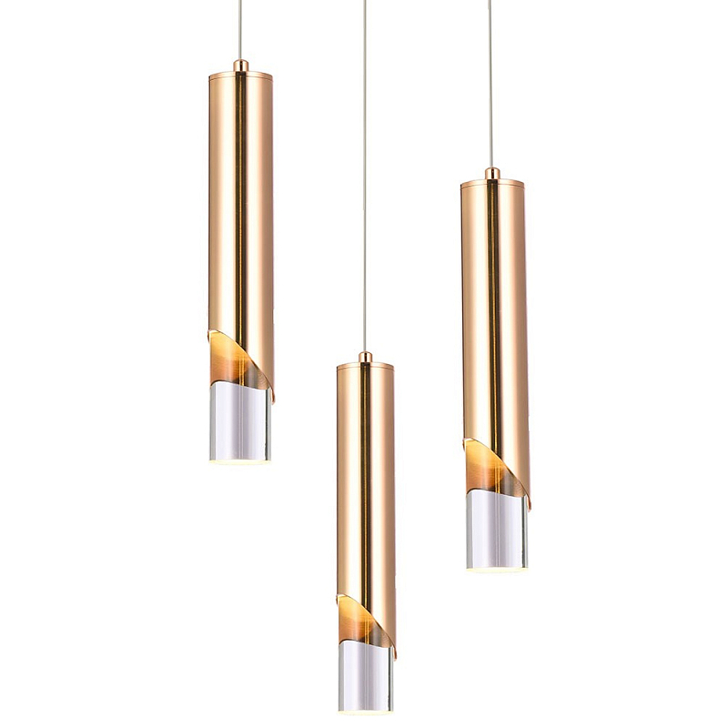 Подвесной светильник Metal Acrylic Tube Trio Gold Hanging Lamp Золотой Прозрачный Подвесной светильник Metal Acrylic Tube Trio Gold Hanging Lamp Золотой Прозрачный в Перми | Loft Concept