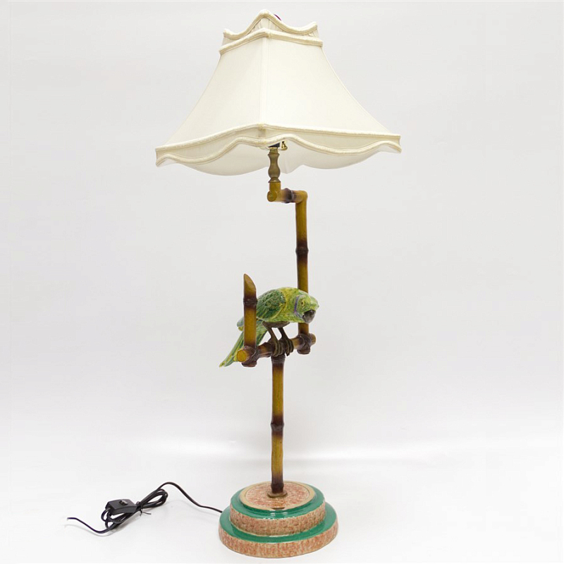 Настольная лампа Parrot on perch Белый Зеленый Бронза Настольная лампа Parrot on perch Белый Зеленый Бронза в Перми | Loft Concept