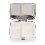 Таблетница карманная квадратная с 2-мя отделениями с зеркалом и накладкой из натурального камня Пегматит Silver Stone Pillboxes варинант исполнения - 3 | Loft Concept в Перми