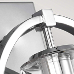 Бра цвета хром с круглой рамой и цилиндрическим прозрачным стеклянным плафоном на прямоугольном основании Feiss варинант исполнения - 2 | Loft Concept в Перми