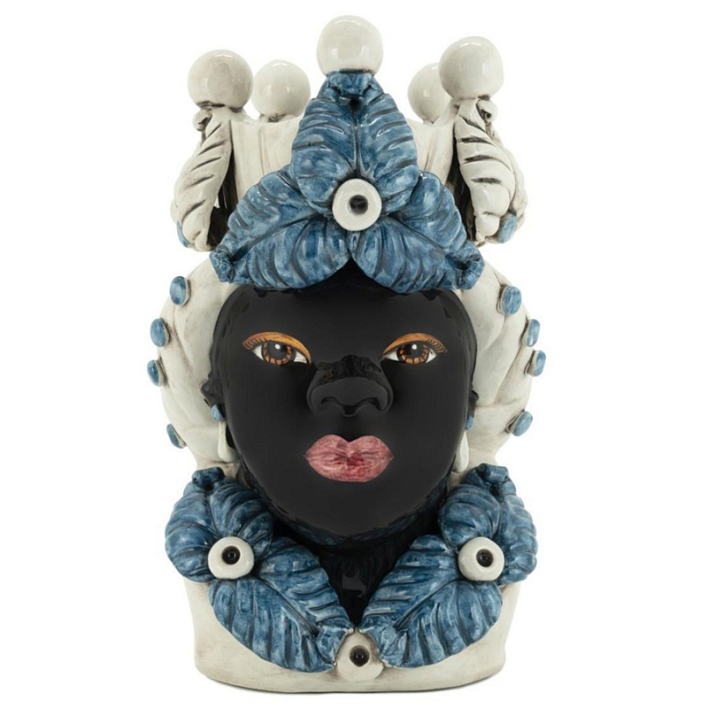 Ваза Vase Moro Lady Eve Blue Черный Бежевый Голубой Ваза Vase Moro Lady Eve Blue Черный Бежевый Голубой в Перми | Loft Concept