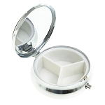 Таблетница карманная круглая с 3-мя отделениями с зеркалом и накладкой из натурального камня Содалит Silver Stone Pillboxes варинант исполнения - 2 | Loft Concept в Перми