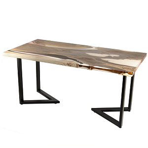 Обеденный стол массив карагача + белая смола