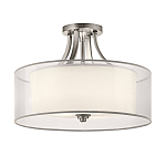 Потолочный светильник с двойным цилиндрическим плафоном из белого стекла и прозрачной органзы Kichler варинант исполнения - 12 | Loft Concept в Перми