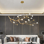 Люстра в виде золотой ветки с цветами Glass Flower Pendant Light варинант исполнения - 4 | Loft Concept в Перми