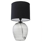 Настольная лампа с черным цилиндрическим тканевым абажуром и фактурным прозрачным основанием Black Cone варинант исполнения - 2 | Loft Concept в Перми