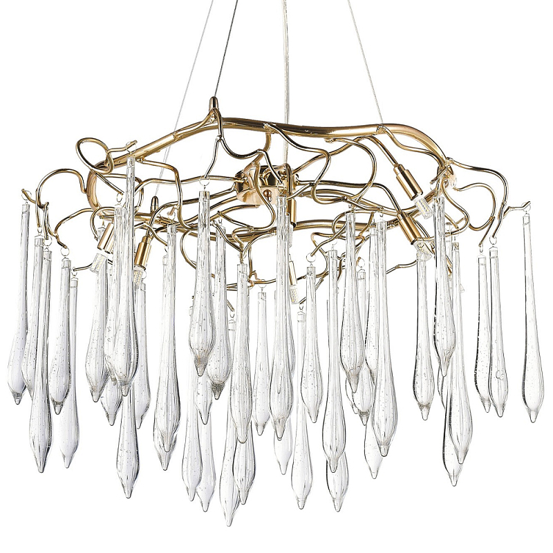 Люстра с хрустальными подвесками в виде капель Droplet Crystal Gold Chandelier 8 Золотой Прозрачный Люстра с хрустальными подвесками в виде капель Droplet Crystal Gold Chandelier 8 Золотой Прозрачный в Перми | Loft Concept