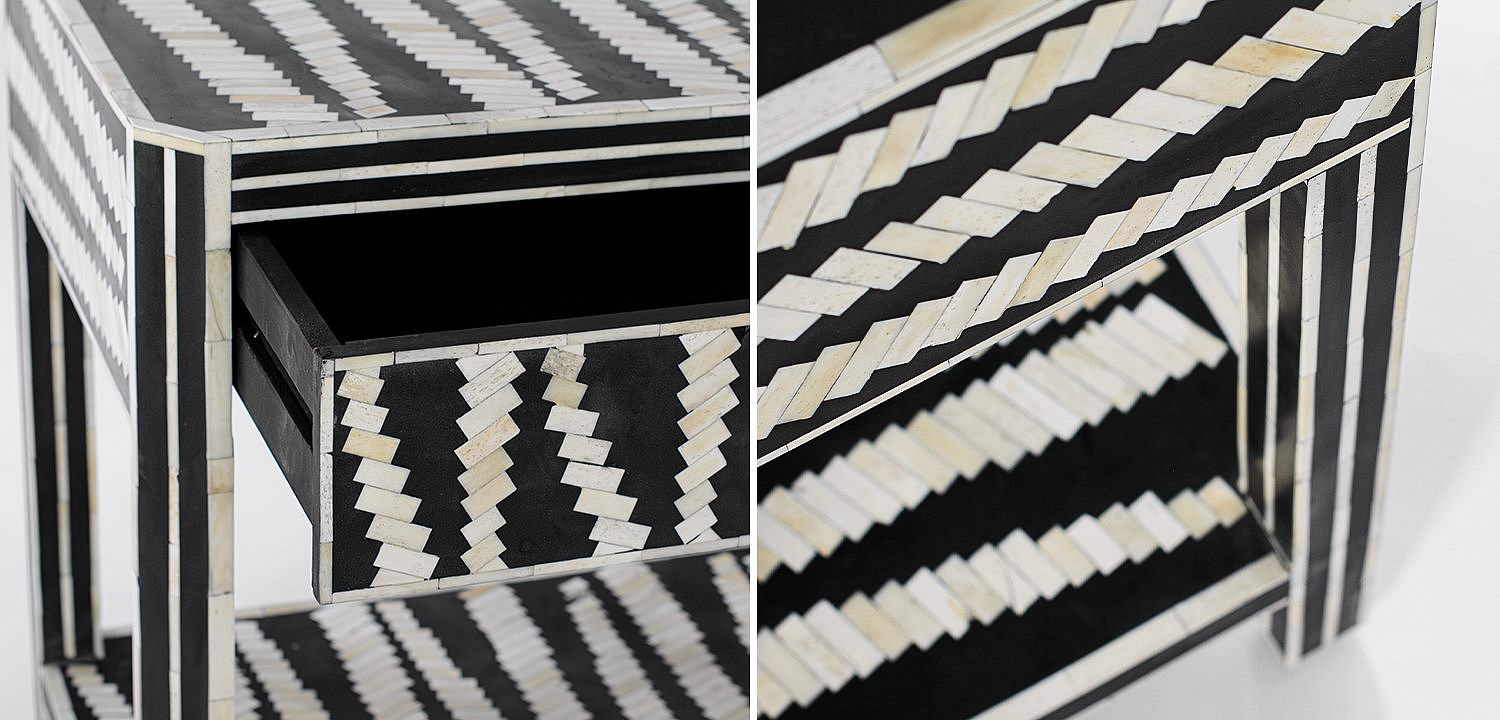 Тумбочка Black&white Indian Bone Inlay nightstand Тумбочка Black&white Indian Bone Inlay nightstand - Loft-Concept в Перми