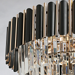 Люстра из черного металла с многоярусными подвесками из прозрачного хрусталя на золотой цепи Empire Black Chandelier Crystal варинант исполнения - 10 | Loft Concept в Перми