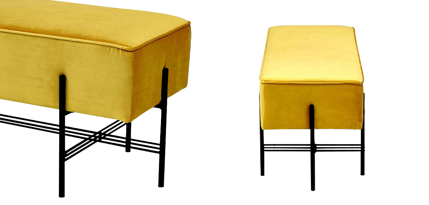 Банкетка желтая велюровая Sanjay Velour Banquet Yellow Банкетка желтая велюровая Sanjay Velour Banquet Yellow - Loft-Concept в Перми