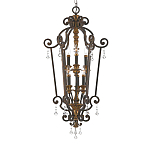 Люстра бронзового цвета с 6-ю лампами и стеклянными подвесками в классическом стиле Quoizel варинант исполнения - 1 | Loft Concept в Перми