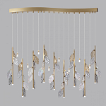 Люстра с золотистыми трубками и прозрачными стеклянными листьями на подвесах Sylva  варинант исполнения - 4 | Loft Concept в Перми
