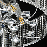 Люстра круглая на цепи цвета хром с прозрачными рельефными хрустальными пластинами Textured Glass Chandelier варинант исполнения - 7 | Loft Concept в Перми