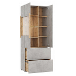 Шкаф-витрина двухдверная с фасадом цвета серый бетон Grace of Furniture варинант исполнения - 3 | Loft Concept в Перми