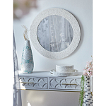 Зеркало круглое инкрустированное раковинами устриц Bone Inlay Dome Mirror White варинант исполнения - 2 | Loft Concept в Перми