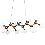 Линейная люстра с плафонами из стеклянных шаров Pearls Suspension Linear Brass Chandelier варинант исполнения - 3 | Loft Concept в Перми
