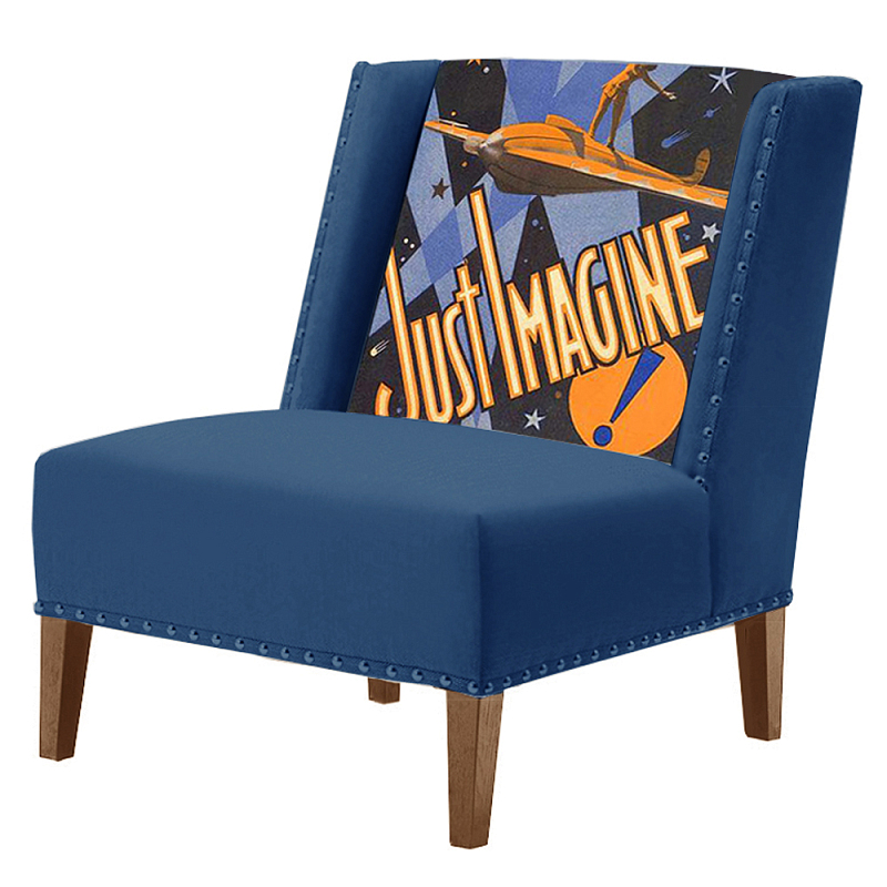 FUN Armchair Just Imagine Dark blue Дизайнерское кресло с цветным принтом Сапфирово-синий в Перми | Loft Concept 