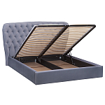 Кровать двуспальная серая с основанием из массива дерева с мягким изголовьем Velour Beds варинант исполнения - 2 | Loft Concept в Перми