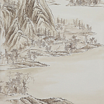 Обои ручная роспись A Thousand Li of Rivers and Mountains Special Colourway on Bleached White dyed silk 2 варинант исполнения - 1 | Loft Concept в Перми