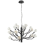 Люстра подвесная черного цвета с ветвями и белыми фарфоровыми цветами Floralis варинант исполнения - 7 | Loft Concept в Перми