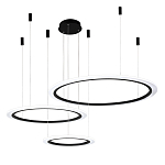 Люстра подвесная светодиодная с тремя черными кольцами и пультом управления Ring Horizontal варинант исполнения - 2 | Loft Concept в Перми
