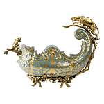 Чаша голубого цвета с оранментом и и бронзовыми фигурами леопардов Eden Garden варинант исполнения - 3 | Loft Concept в Перми