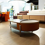 Дизайнерский журнальный стол овальной формы с открывающейся столешницей Caleb Coffee Table варинант исполнения - 2 | Loft Concept в Перми