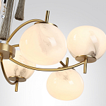 Люстра подвесная с 8-ю шарообразными плафонами из белого стекла с подвесками из камня и кисточками Agatelle варинант исполнения - 6 | Loft Concept в Перми