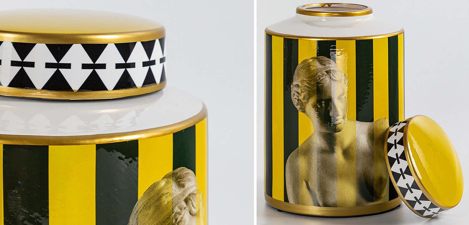Ваза с крышкой Venus Yellow Black Vase Ваза с крышкой Venus Yellow Black Vase - Loft-Concept в Перми