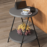 Стол приставной с 2-мя круглыми столешницами цвета антрацит ESSEL SIDE TABLE ANTHRACITE варинант исполнения - 7 | Loft Concept в Перми