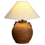 Настольная лампа керамическая коричневая с тканевым абажуром Eastern Tale варинант исполнения - 2 | Loft Concept в Перми