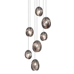 Люстра каскадная с 7-ю круглыми плафонами из рельефного стекла Disc Light варинант исполнения - 1 | Loft Concept в Перми