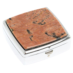 Таблетница карманная квадратная с 2-мя отделениями с зеркалом и накладкой из натурального камня Пегматит Silver Stone Pillboxes варинант исполнения - 1 | Loft Concept в Перми