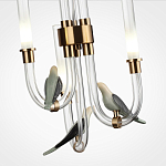 Подвесной светильник с 3-мя прозрачными изогнутыми трубками и декоративными птичками Ganthea варинант исполнения - 5 | Loft Concept в Перми