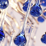 Люстра овальная с синими стеклянными подвесками в форме капель FAIRYTREE Light варинант исполнения - 2 | Loft Concept в Перми