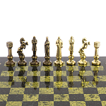 Шахматы Ренессанс из бронзы с доской из натурального камня Змеевик Decorative Thematic Chess варинант исполнения - 4 | Loft Concept в Перми