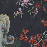 Обои ручная роспись Summer Night Blossom Original colourway on Edo Night painted silk варинант исполнения - 1 | Loft Concept в Перми