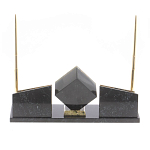 Настольный канцелярский набор из змеевика и офиокальцита с визитницами и часами Successful Leader варинант исполнения - 3 | Loft Concept в Перми