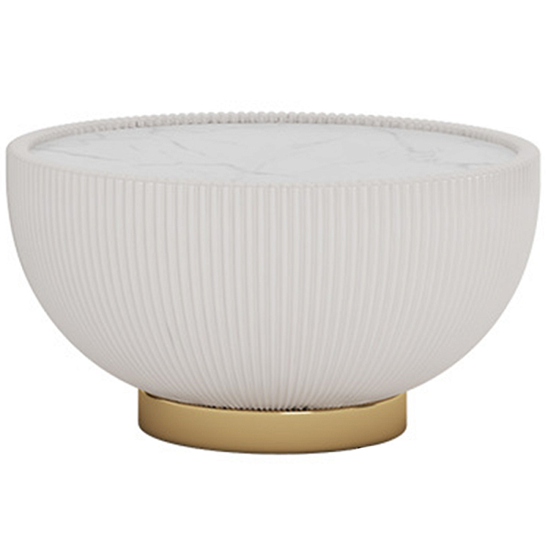 Круглый кофейный стол Ruelly White Coffee Table Белый Белый Мрамор Bianco Латунь Круглый кофейный стол Ruelly White Coffee Table Белый Белый Мрамор Bianco Латунь в Перми | Loft Concept