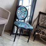 Стул из массива бука бирюзовый с изображением птиц и цветов Turquoise Chinoiserie Birds Garden Chair варинант исполнения - 7 | Loft Concept в Перми