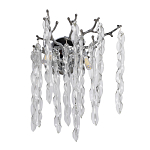 Бра цвета хром с ветвями и прозрачными стеклянными подвесками в виде вытянутых спиральных капель Droplet Chandelier варинант исполнения - 1 | Loft Concept в Перми