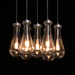 Люстра с 7-ю прозрачными плафонами из стекла в форме капли на круглом потолочном основании цвета хром Lucid Rain  варинант исполнения - 5 | Loft Concept в Перми