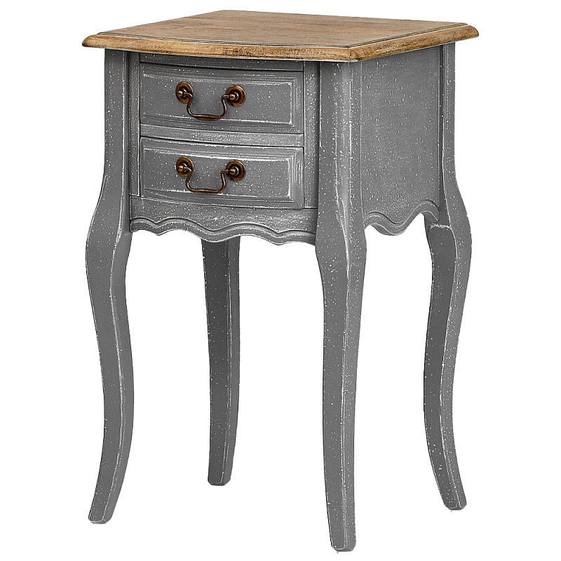 Прикроватная тумба из массива березы серая Grey Montmartre Provence Bedside Table Дуб темный Серый в Перми | Loft Concept 