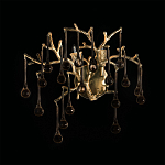 Бра в форме ветвей деревьев золотого цвета с прозрачными подвесками-каплями Droplet Bra варинант исполнения - 4 | Loft Concept в Перми