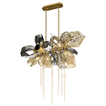 Люстра подвесная с 18-ю стеклянными плафонами с вертикальными подвесками Gilded Mirage  варинант исполнения - 5 | Loft Concept в Перми