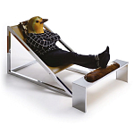 Дизайнерское кресло на металлическом каркасе с подставкой для ног Poltronova Mies Armchair варинант исполнения - 2 | Loft Concept в Перми